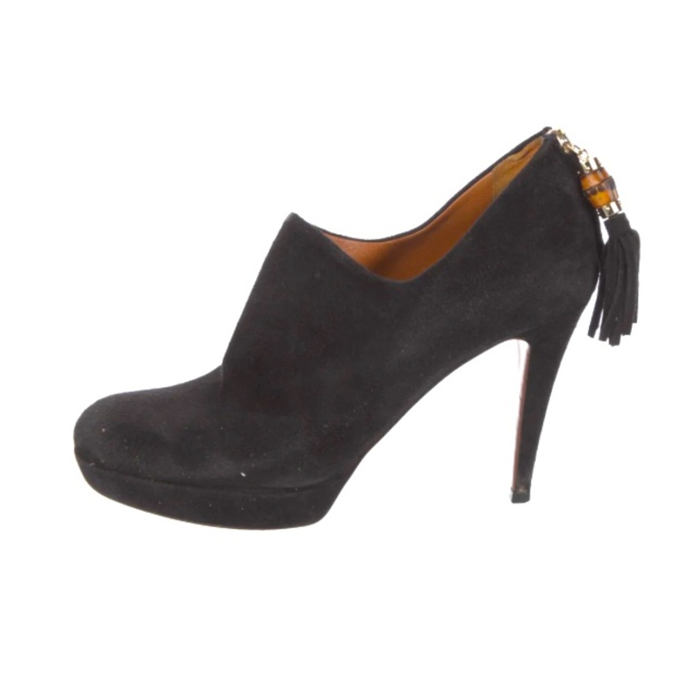 GUCCI Black Suede Ankle Pump Boots Size 40